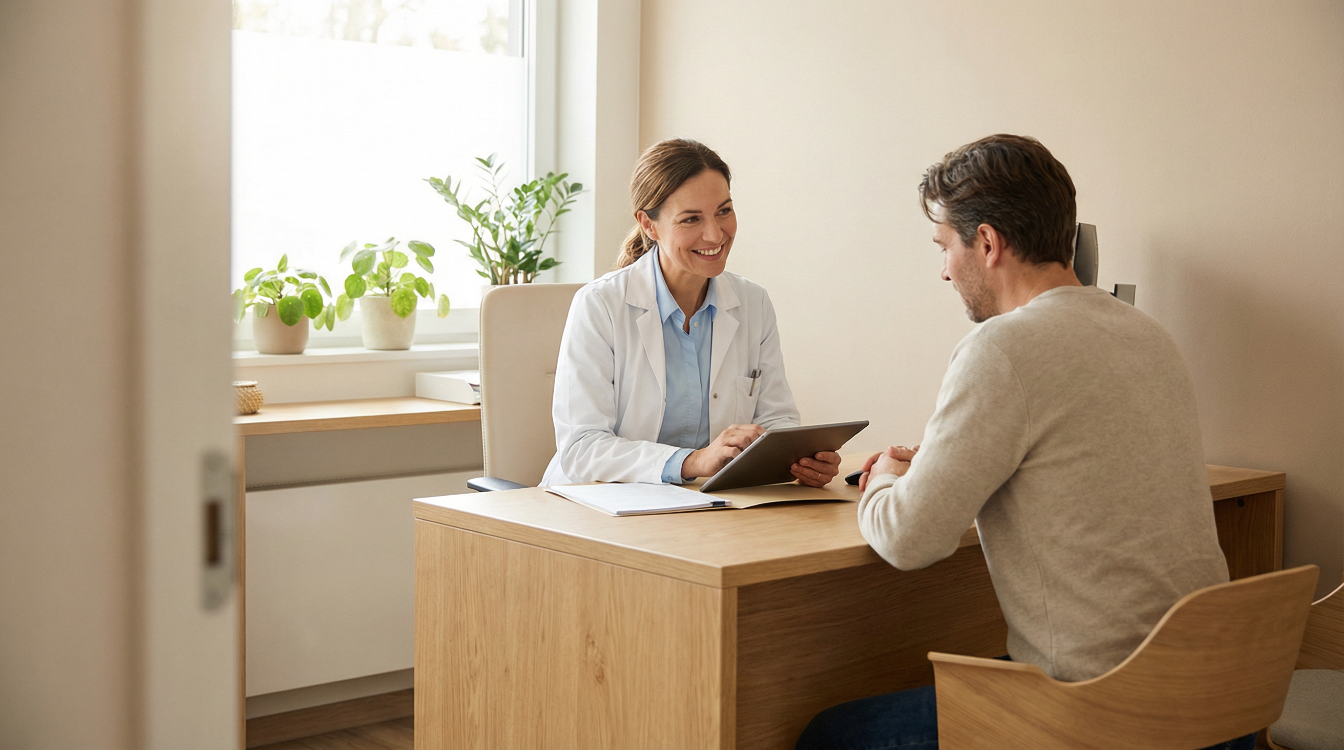 Lege i konsultasjon med pasient