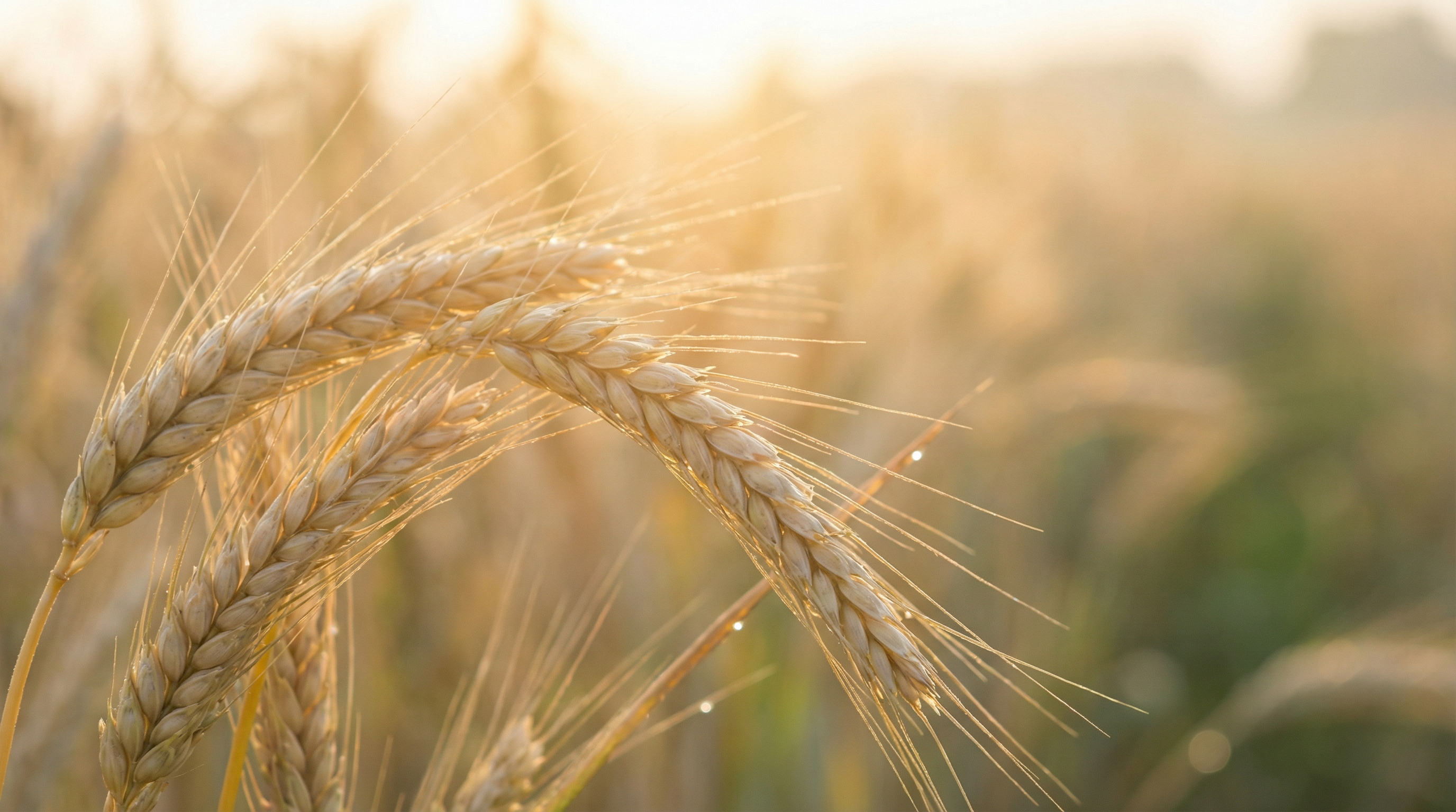 Gylne hvetestilker i sollys